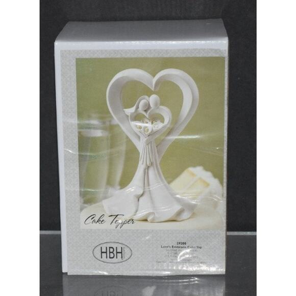 NIB White Heart Bride & Groom Wedding Cake Topper - Picture 2 of 2